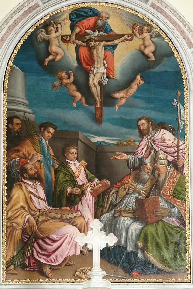 Attribuito a Dal Ponte J. sec. XVI, Trinità e santi - beweb, Jacopo da Ponte, detto Bassano